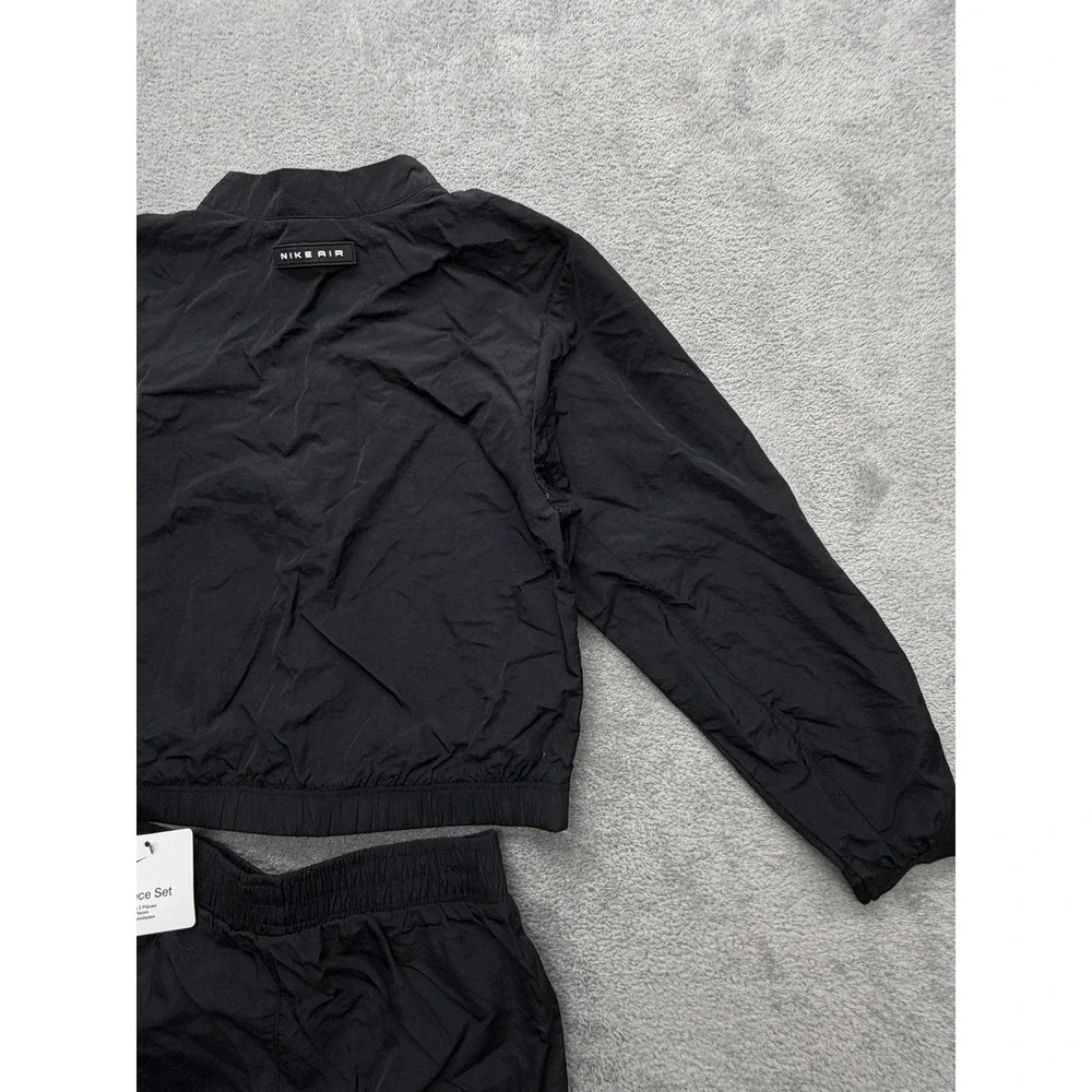 Nike Tracksuit Unisex Kids 5 Black Air 2 Piece Jacket Pants Set Nylon Zip‎